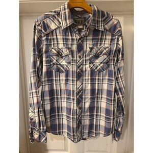 BKE Men's Multicolor Plaid Long Sleeve Athletic Fit Button Up Shirt Size Medium